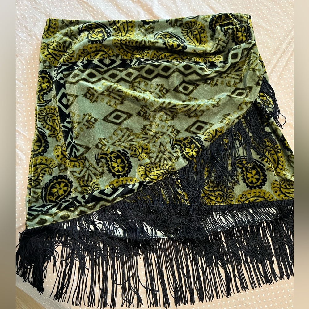 Velvet Fringe Wrap-like skirt
